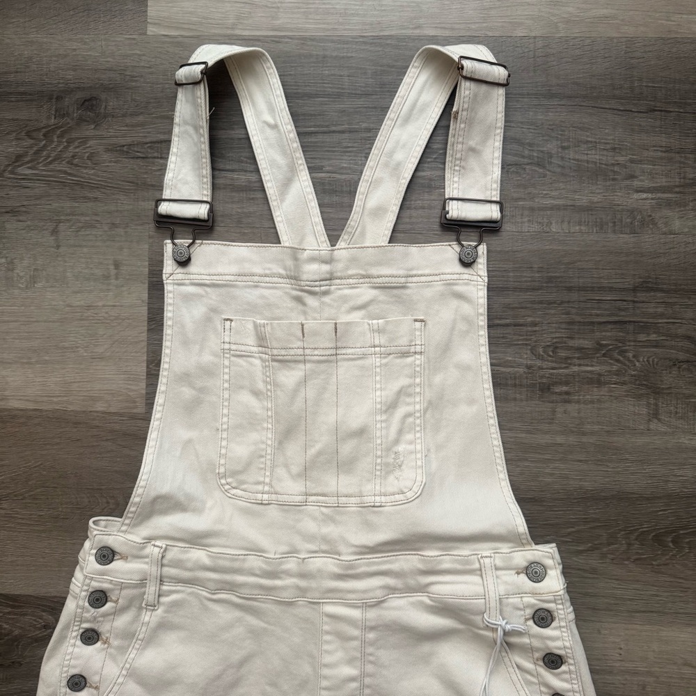 Judy Blue Cream Denim Short Overalls - Picture 3 of 6